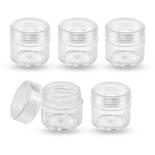 Контейнер для Бісера та Бусин, Пластик, Безбарвний, 3.4x3.3 см, Об'єм 10 мл, 5 шт./набір