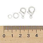 Набір 230 шт Застібки Карабін-лобстер і сполучні кільця, Колір Срібло, Карабін 10 мм/12 мм/14 мм/16 мм, фото 5