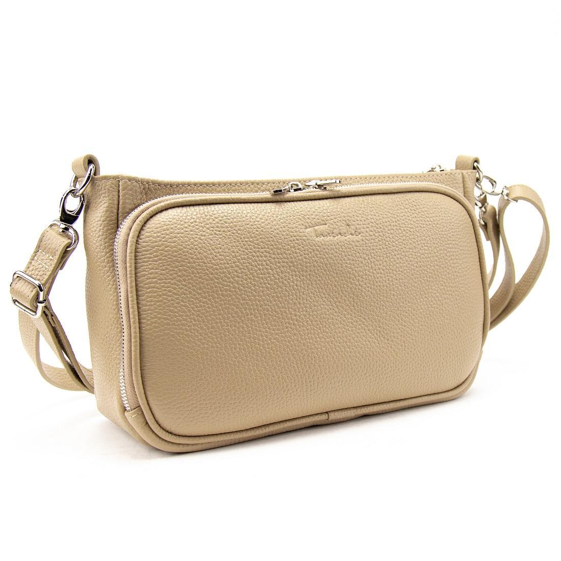 Сумка жіноча шкіряна кросбоді Tavinchi CH-001B-FL бежева