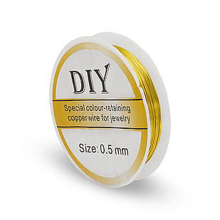 Мідна дріт, Стійке Золоте покриття, Товщина 0.5 мм, 6 м/котушка, 1 катушка