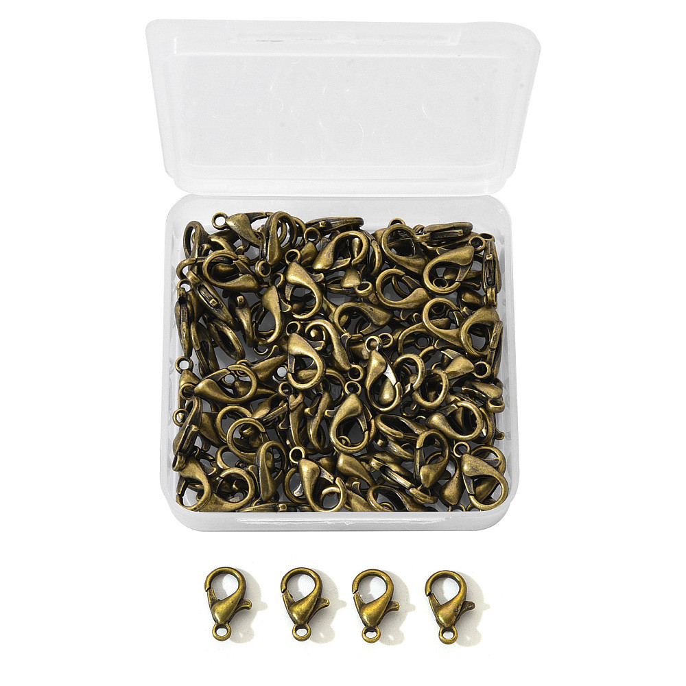 Застібка Карабін-Лобстер, Сплав, Колір: Бронза, Розмір: 12х6 мм, Отвір 1.2 мм, 100 шт./контейнер, 1 контейнер, фото 1