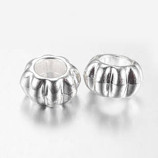 Шарми Євробусини зі Сплава, Квітка, Колір: Срібло, Розмір: 12x12x6.5мм, Відв-е 5.5 мм, 3 шт