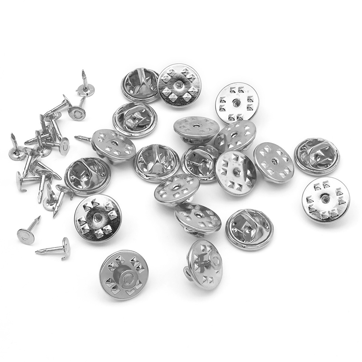 Основа для значка або Броші з Платформою та Застібкою Цанга-Метелик, Платина, Діаметр Платформи 4.5 мм, Застібки, фото 1