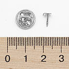 Основа для значка або Броші з Платформою та Застібкою Цанга-Метелик, Платина, Діаметр Платформи 4.5 мм, Застібки, фото 3