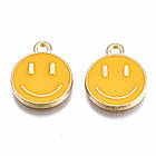 Підвіски Сплав і Емаль, Смайл, Колір: Золотий, Колір Метала: Світле Золото, Розмір: 14.5х12х1.5мм, 10 шт, фото 2