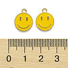 Підвіски Сплав і Емаль, Смайл, Колір: Золотий, Колір Метала: Світле Золото, Розмір: 14.5х12х1.5мм, 10 шт, фото 4