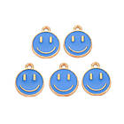 Підвіски Смайл, Сплав і Емаль, Колір: Королівський Синій, Колір Метала: Світле Золото, Розмір: 14.5х12х1.5мм, фото 6
