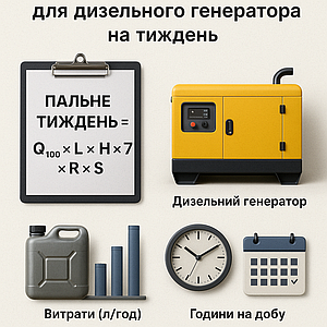 🧮 Як вирахувати кількість пального для дизельного генератора на тиждень