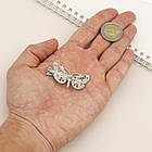 Шпилька Металева, Метелик із Латуні, Колір: Платина, Розмір: Довжина 43 мм, Ширина 25.5 мм, Товщина 10 мм, фото 3