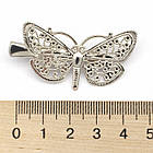 Шпилька Металева, Метелик із Латуні, Колір: Платина, Розмір: Довжина 43 мм, Ширина 25.5 мм, Товщина 10 мм, фото 4