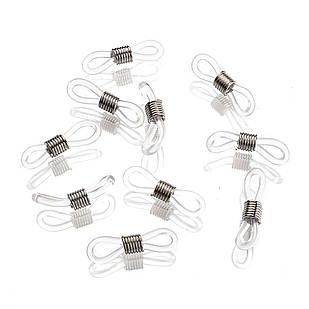 Тримачі для Очків, Силіконові Петлі, Залізна Фурнітура, Колір: Платина, Розмір: 24х7х5мм, Відв 3.5 мм, 10 шт