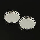 Сіттинг Круглий під Кабошон, Латунь, Колір: Срібло, Розмір: Діаметр 20 мм, 5 шт, фото 2