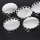 Сіттинг Круглий під Кабошон, Латунь, Колір: Срібло, Розмір: Діаметр 20 мм, 5 шт, фото 3