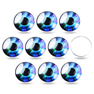 Кабошони Глазур Скляні, Круглі, Темно-синій, 10x3.5мм, 10 шт./паковання