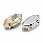 Пришивні Стрази, Скло Гірський Кришталь, Основа Латунь, Кінський око, Колір: Жовтий, Розмір: Довжина 10 мм, фото 5