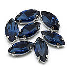 Пришивні Стрази, Скло Гірський Кришталь, Основа Латунь, Кінський око, Колір: Берлінська лазур, 10 шт, фото 5