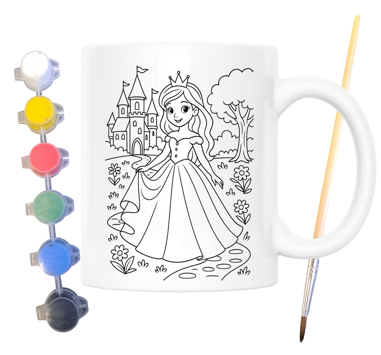 Набір для творчості кружка розмальовка Принцеса 330 мл біла (КР0126), фото 1