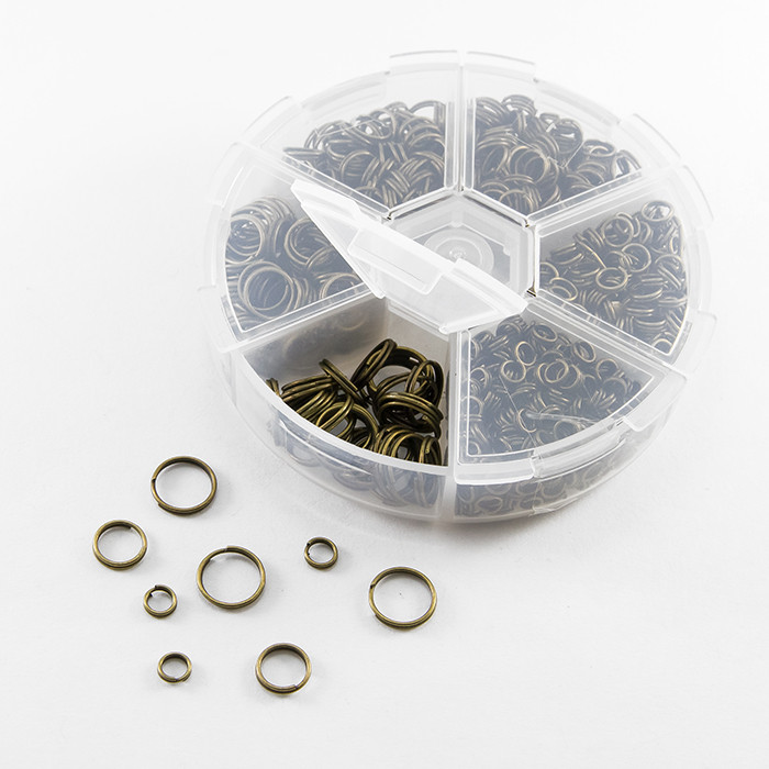 Набір Подвійних кілочок 4 ~ 10 мм, Залізні, Колір: Бронза, Розмір: 4 мм/5мм/6 мм/7мм/8 мм/10 мм — загальна вага 94г, фото 1