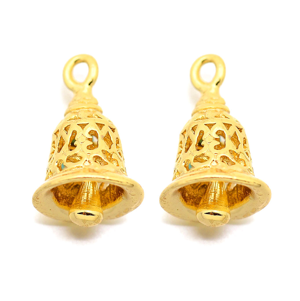 Підвіска Латунь, Дзвіночок, Колір: Золото, Розмір: 16х9мм, Отвір 1 мм, 2 шт, фото 1