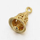 Підвіска Латунь, Дзвіночок, Колір: Золото, Розмір: 16х9мм, Отвір 1 мм, 2 шт, фото 2