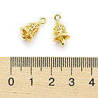 Підвіска Латунь, Дзвіночок, Колір: Золото, Розмір: 16х9мм, Отвір 1 мм, 2 шт, фото 4