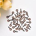 Тримачі Гвинтові Штифти з петлею, для Бусин із Напівотворством, Залізні, Колір: Мідь, 10х5х1.2 мм, 50 г, фото 2