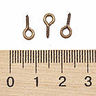 Тримачі Гвинтові Штифти з петлею, для Бусин із Напівотворством, Залізні, Колір: Мідь, 10х5х1.2 мм, 50 г, фото 4