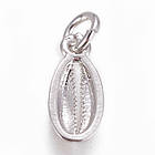 Підвіска Латунь, Мушля Каурі, Колір: Платина, Розмір: 12.5х6х2мм, Отвір 3 мм, 1 шт, фото 2