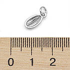 Підвіска Латунь, Мушля Каурі, Колір: Платина, Розмір: 12.5х6х2мм, Отвір 3 мм, 1 шт, фото 3