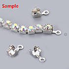 Ланцюг Латунь зі Стразами Гірський Кришталь, Колір ланцюга: Срібло, Колір Страз: Кристал, Ширина 2 мм, фото 3