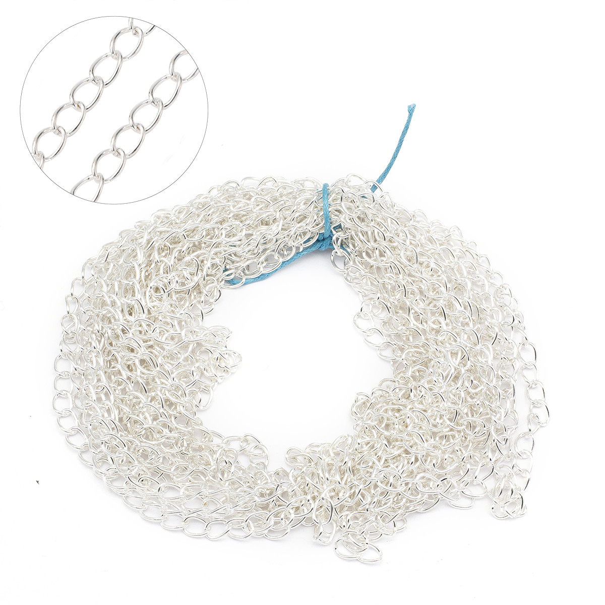 Ланцюг Віте Плетіння, Залізо, Колір: Срібло, Дзвено: 6.5х4.5мм, Товщина 0.8мм, фото 1