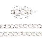 Ланцюг Віте Плетіння, Залізо, Колір: Срібло, Дзвено: 6.5х4.5мм, Товщина 0.8мм, фото 4