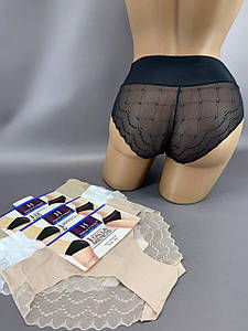 Жіночі безшовні трусики на силіконі з ніжним мереживом XL 4шт/уп