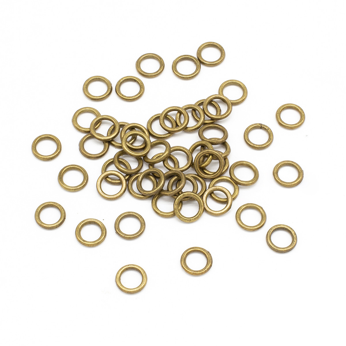 Колечки Одинарні Нероз'ємні, Сплав, Колір: Бронза, Розмір: 7х1мм, Внутрішній Діаметр 5 мм, 50 шт, фото 1