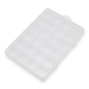 Контейнер для Бісера та Бусин, Пластиковий, Безбарвний, Розмір: 19x13x2.2см, Секція: 30x30мм, 1 контейнер