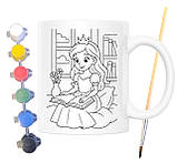 Набір для творчості кружка розмальовка Принцеса 330 мл біла (КР0127), фото 2