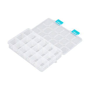 Контейнер для Бісера та Бусин, Пластик, Прямокутний, 18 Відсіків, Білий, 16.5x10.8x3см, 1 шт