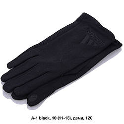 Чоловічі чорні флісові рукавички з начосом "Чорна вишивка" Розмір: 11-13 (24619)