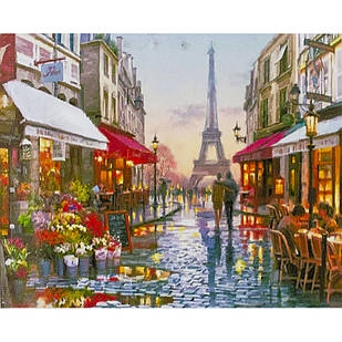 Алмазна мозаїка за номерами 30*40 Паризькі кафе в рулоні, Пластикові стрази, 1 шт