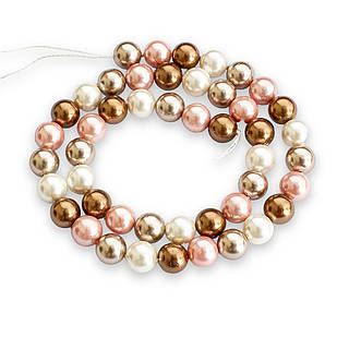 Перли Shell Pearl, Клас А, Круглий, Колір: Мікс, Розмір: 8мм, Отвір 1мм, близько 54шт/40.5см/нитка, 1 нить