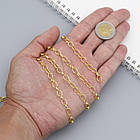 Ланцюг із Латуні Якісне Плетіння, Плосковальний, Паяний, Стійке Покриття Золото 18К, Дзвено: 8х6х1.1мм, фото 4