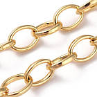 Ланцюг із Латуні Якісне Плетіння, Плосковальний, Паяний, Стійке Покриття Золото 18К, Дзвено: 8х6х1.1мм, фото 7