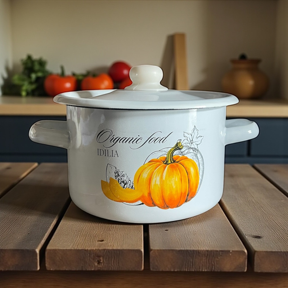 Каструля емальована 2л Гарбуз білий 1610/2 Idilia