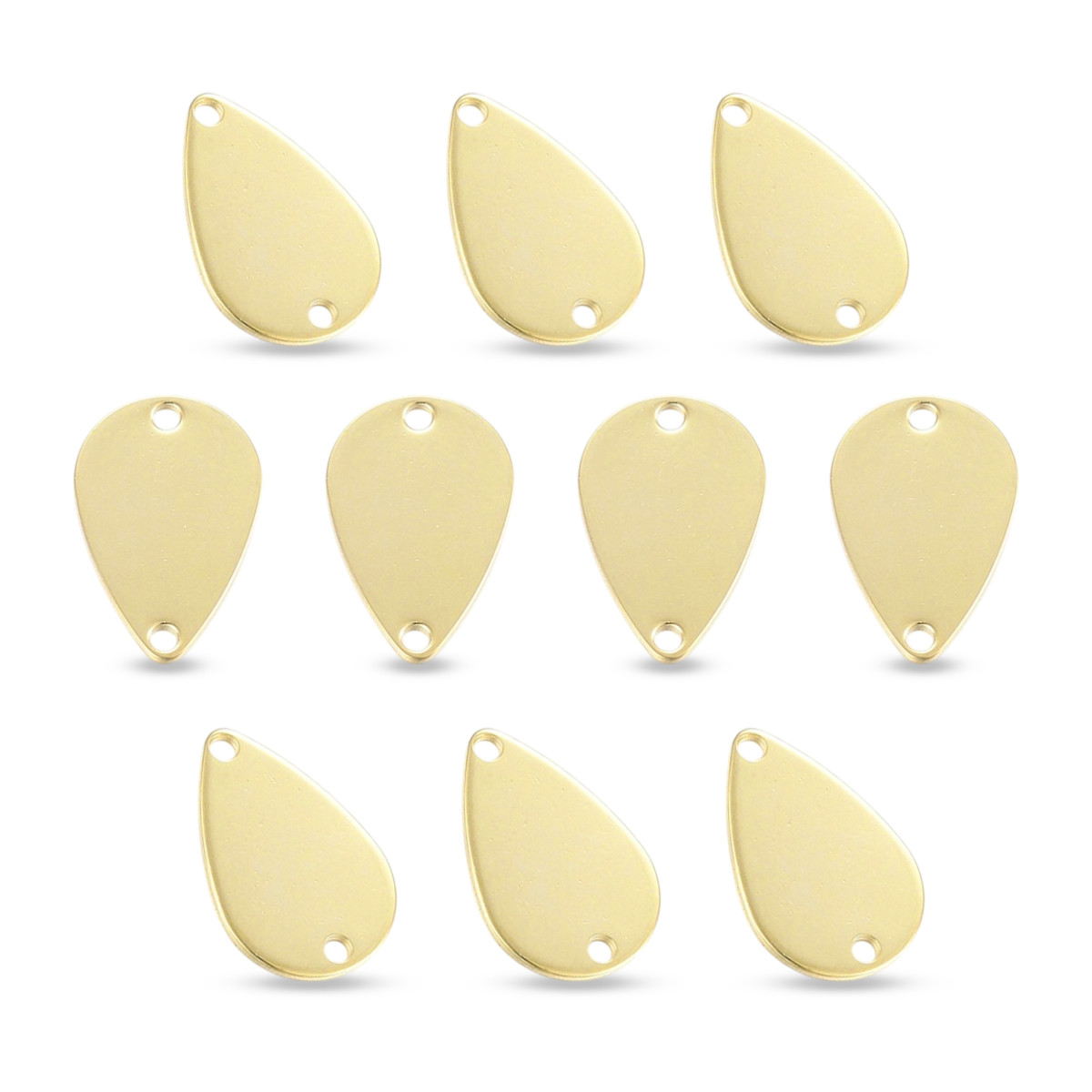 Конектор Крапля, Неіржавка сталь, 2 отвори, Колір: Золото, Розмір 15x10x0.8 мм, Отвір 1.2 мм, 10 шт, фото 1