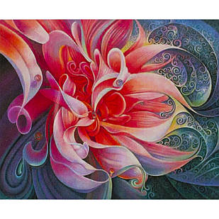 Алмазна мозаїка за номерами Фантастична квітка в рулоні, стрази. 30*40 см, 1 шт