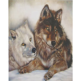 Алмазна мозаїка за номерами Вовки карт уп. (холіст на рамі), стрази. 30*40 см, 1 шт