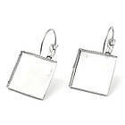 Швензи, Латунь, з Квадратною Основою під Кабошон, Колір: Платина, Розмір: 28х16мм, Основа 15х15мм, Штифт 0.7мм, фото 2