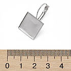 Швензи, Латунь, з Квадратною Основою під Кабошон, Колір: Платина, Розмір: 28х16мм, Основа 15х15мм, Штифт 0.7мм, фото 4