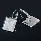 Швензи, Латунь, з Квадратною Основою під Кабошон, Колір: Платина, Розмір: 28х16мм, Основа 15х15мм, Штифт 0.7мм, фото 5