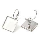 Швензи, Латунь, з Квадратною Основою під Кабошон, Колір: Платина, Розмір: 28х16мм, Основа 15х15мм, Штифт 0.7мм, фото 6